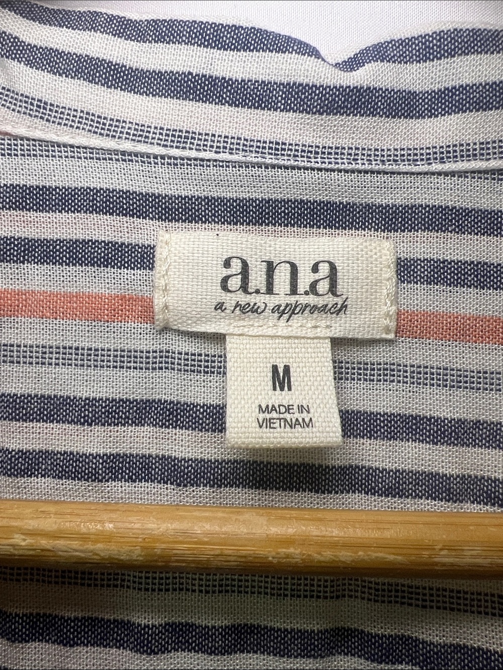 a.n.a Striped Camp Collar Button Down Shirt NWT M Cotton CoastalGrandmother - Picture 2 of 9